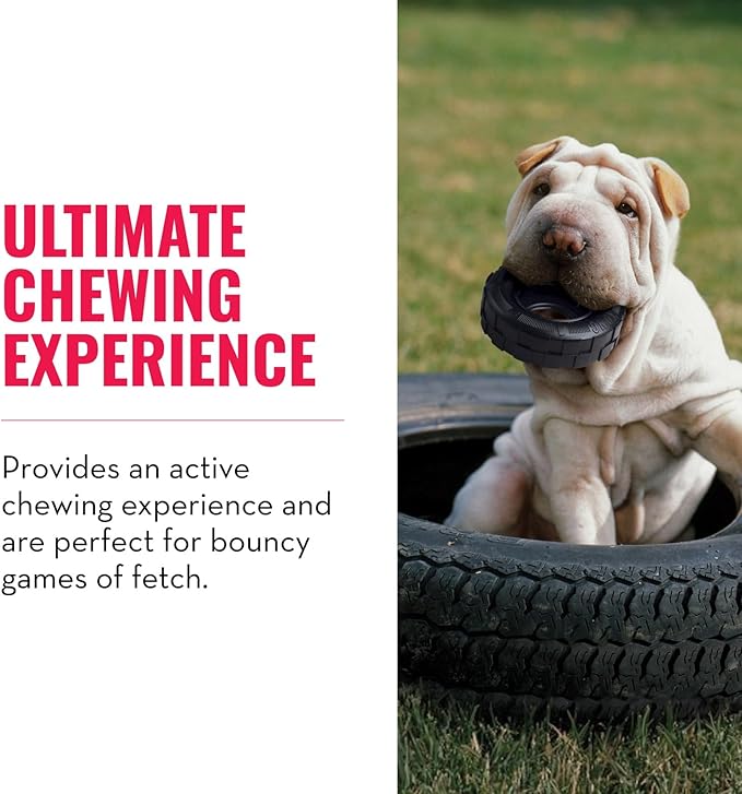 KONG Extreme Tires - KONG's Most Durable Natural Rubber Chew & Fetch Toy - Treat Dispenser Dog Tire Toy - Pet Supplies for Outdoor & Indoor Play - For Small Dogs