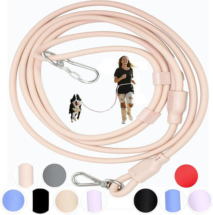 Hands Free Dog Leash Crossbody & Waist for Walking, 9-in-1 No Pull Dog Harness & Leash Set, Heavy Duty Waterproof Slip Lead for Large Medium Breeds (20-120lbs, Blush)