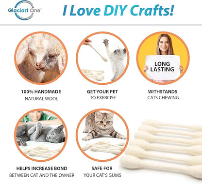 Glaciart One Swabs Cat Toys with Catnip - 6 Pk | Durable for Chew, Cute Cat Toys Interactive Kitty for Boredom, Exercise, & Play | Filled w/Organic Catnip for Anxiety & as Digestive Aid | Gift Idea