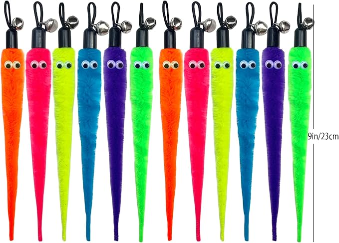 AcceLeah Cat Worm Toy Wand Toys Replacement, Teaser Toy Worm Refill for Cat Wand (16 Pcs Mixed Set)