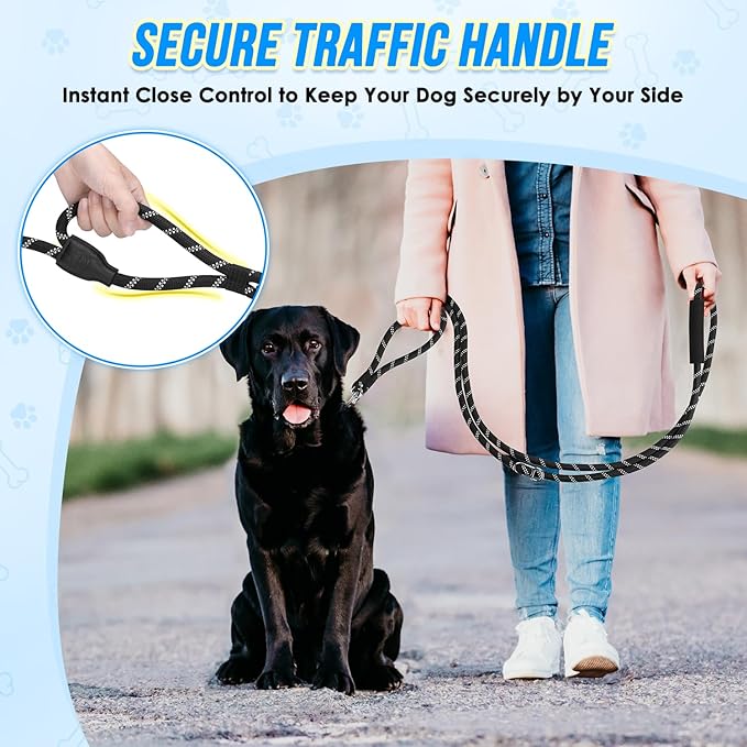Lukovee Hands Free Dog Leash, 10FT Adjustable Training Lead 1/2 Inch Nylon Heavy Duty Lead No Pull for Large Medium Dogs, Tangle Free Reflective Waist-Leash for Walking Running, (DB, Plus Handle)