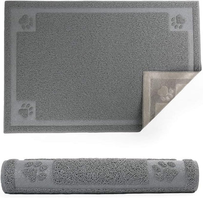 Prime Pets Dog Food Mat Waterproof, 35”x 24”, Pet Mat for Food and Water Bowl, Cat Bowl Mat for Floor, Grey
