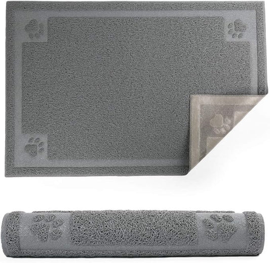 Prime Pets Dog Food Mat Waterproof, 35”x 24”, Pet Mat for Food and Water Bowl, Cat Bowl Mat for Floor, Grey