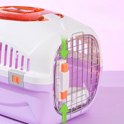 Detachable Pet Carrier for Small Animal, 2025 New Ventilated Plastic Dog Crates, Portable Hard-Sided Dog Crate with Handle for Puppies ＆ Cat Traveling, Hiking, Camping (Purple)