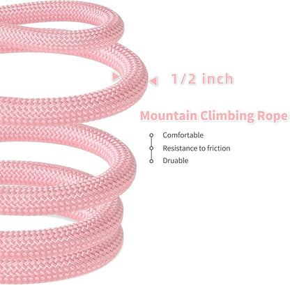 Mile High Life Dog Leash, with Comfortable Padded Handle, Pink Nylon Rope Leash with Steel Tips, Heavy Duty 4 Feet Pet Leashes (Pink,48 Inches)