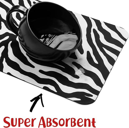 DogBuddy Waterproof Pet Mat - Ultra Absorbent, Nonslip for Dog Food and Water, Machine Washable (Large, Zebra)