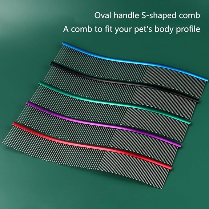 Pet Deshedding Comb For Dogs Cats Easy Use Stainless Steel Hair Comb For Pet Shedding Hair Curved Comb For Pet Grooming Pet Hair Removal Comb