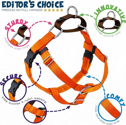 2 Hounds Design Freedom No Pull Dog Harness, Adjustable Harness and Leash Set, Easy Walking & Comfortable Control, Fits Small, Medium & Large Dogs, Solid Colors, Made in USA, 1" XL, Rust