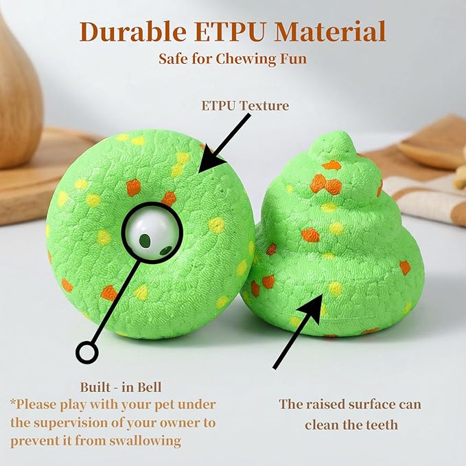 Interactive Funny Poop-Shaped Chew Sound Toy for Small and Medium-Sized Dogs, Durable ETPU Material, Used for Dog Playing and Training 2.7inch Puppy chew Toys for Teething High Elasticity