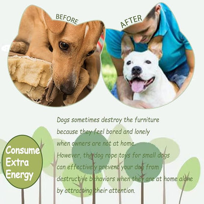 2 Packs Dog Rope Toys, Interactive Toys Dog Chew Toy for Large Breed to Consume Energy, Relief Stress& Dental Cleaning (A)