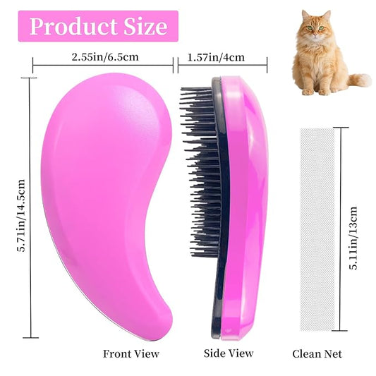 Cat Brush for Shedding - Perfect Grooming Tool for Long-Haired Cats | Deshedding & Hair Remover for Indoor Pets (Pink)