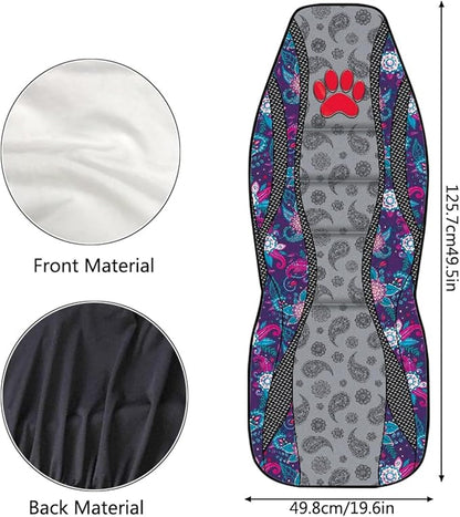 Red Paw Print Car Seat Covers Non-Slip Automobile Seat Covers Boho Flower Waterproof Front Seat Cushion Interior Auto Accessory Protection for Cars Truck Van, 2 Pcs Set