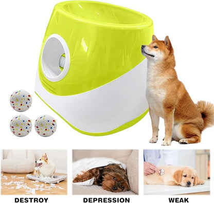 Automatic Ball Launcher for Dogs with 3 Tennis Balls - Interactive Dog Toy with 3 Adjustable Distances, Rechargeable Ball Thrower for Small & Medium Dogs, Indoor Outdoor Fetch Machine for Pet Exercise