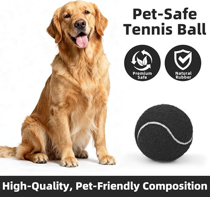 2.5" Dog Tennis Balls 6-Pack Silent Bounce, Tough Rubber Core, Durable Fetch & Training Toys for Indoor/Outdoor Play, for Small Medium Large Dogs (Black, 6 Pack)