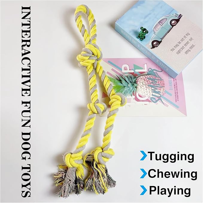 Rope Toy for Dogs，Large Dog Rope Toys for Aggressive Chewers, Heavy Duty Dog Toys for Large Medium Breed, Indestructible Tough Chew Toys Tug of War Dog Toy Cotton Rope for Teeth Cleaning