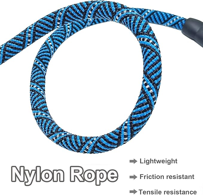 MayPaw 3FT Heavy Duty Rope Dog Leash, 6/8/10/12/15/20/30 FT Long Dog Lead Nylon Pet Leash, Soft Padded Handle Thick Lead Training Leashes for Large Medium Dogs (3ft * 1/2", Blue Black)