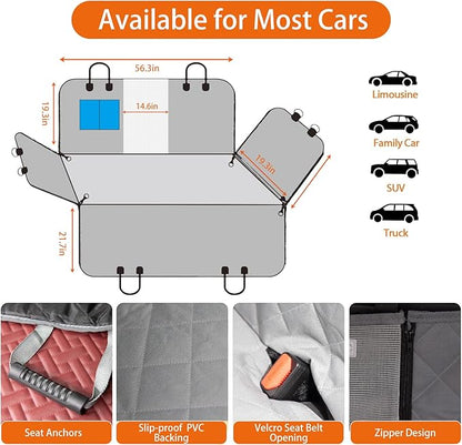 Dog Car Seat Cover for Pets 100% Waterproof Dog Seat Cover for Back Seat,Dogs Hammock for Car 600D Heavy Duty Scratch Proof Nonslip Soft Back Seat Covers for Dogs Cars Trucks and SUVs