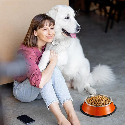 Roshtia 6 Pcs 30 oz Stainless Steel Dog Bowl, Dog Food Water Bowl with Anti Skid Silicone Base Stackable Dishwasher Safe Pet Puppy Dishes for Medium Large Dogs Cat Multipet Families