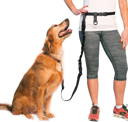 The Buddy System Hands Free Dog Leash, Adjustable Leash for Running, Jogging, Training and Service Dog Made in USA (Bundle Leash + Lunge Buster, Regular Belt (22"- 40" Waist)