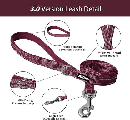 AIITLE Step in Dog Harness and Leash Set - Christmas No Pull Escape Proof Vest Harnesses with Soft Mesh and Reflective Bands, Adjustable Pet Outdoor Harnesses for Small and Medium Dogs Burgundy M