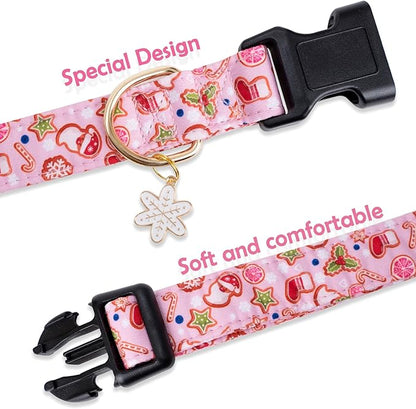 Faygarsle Pink Dog Collar - Christmas Design Pattern for Small, Medium & Large Dogs - Cute & Stylish