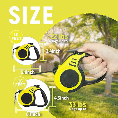 Retractable Dog Leash Automatic Telescopic Tractor Dog Tape, Pet Tape 10/16 FT Durable and Convenient, with Non-Slip Handle, Suitable for Small and Medium-Sized Dogs Yellow