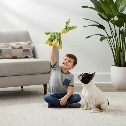 Squeaky Green Dog Plush Toy, Unique Color Cute Dog Toys for Chewing, Tough Puppy Toys for Teething Small Dogs, Stimulating Plush Chew Toy with Squeaker