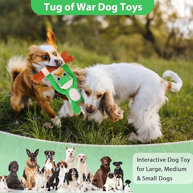Squeaky Dog Toys, Tug of War Dog Toy for Dogs, Plush Puppy Toys, Interactive Dog Toys for Small, Middle, and Big Dogs
