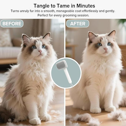 Cat Brush for Shedding, 2 Pcs Industry-First Adjustable Cat Brushes for Indoor Cats, Self-Cleaning Slicker brush, 264 Skin-Friendly Needles for Long or Short Haired Dogs, Perfect for Deshedding