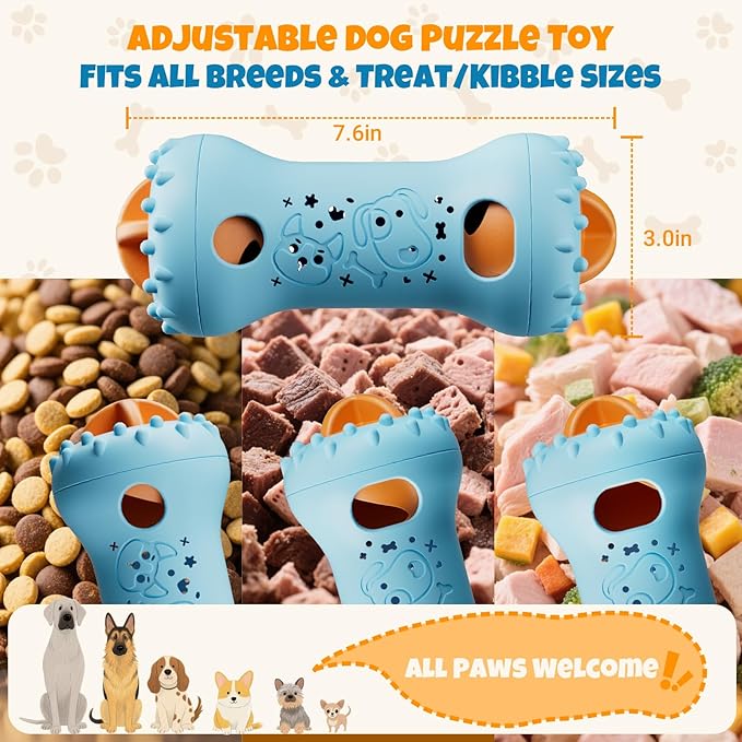 Interactive Treat Dispensing Dog Toys – Adjustable Puzzle Toy to Keep Dogs Busy, Enrichment, Mental Stimulation, Cognitive Fun and Boredom Buster for Puppy Teething, for Small Medium Dogs