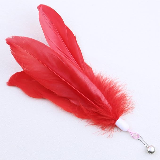 Cat Toy Refill, 8 Pack Large Feather Toy with Bell for Cat Wand Toy Accessories Cat Toy Attachment Replacements, 7.87” Realistic Size Feather Toy for Bored Indoor Adult Cat Play Exercise