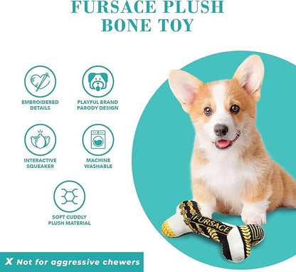 Haute Diggity Dog Fursace Bone, Plush Designer Dog Toys with Interactive Squeaker, Stimulating Pet Enrichment, Machine-Washable & Safe Materials for All Breeds, One Size