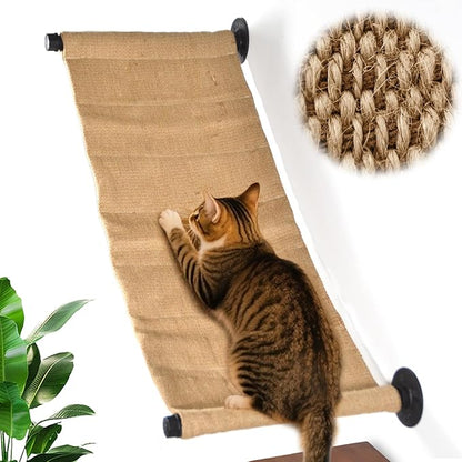 Cat Wall Shelves Scratcher Mat Scratcher 34.64 x 12.59 Inch, Climbable Burlap Scratch Pad for Cats Space-Saving & Playing, Climbing & Resting Stabilized Cat Wall Hammock Large Cats or Kittens