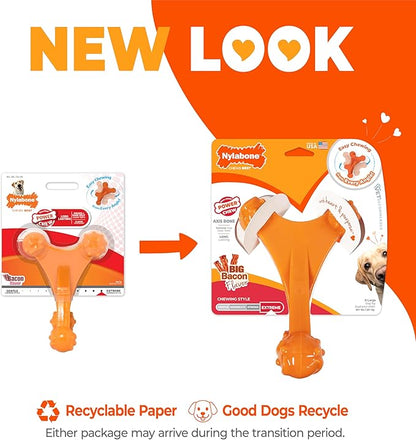 Nylabone Power Chew Axis Bone Chew Toy for Dogs, Dog Toys for Aggressive Chewers, Bacon Flavor, X-Large/Souper - 50+ lbs. (1 Count)