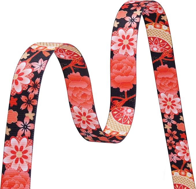 Dog Collar with Bohemia Floral Tribal Geometric Patterns - Soft Ethnic Style Collar Adjustable for Small Medium Large Dogs(Red Flower A,S)