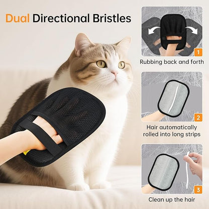 Electrostatic Hair Removal Gloves Reusable Pet Hair Cleaning Gloves for Removing Cat and Dog Hair from Clothes, Sofas, Carpets, and Dust. Household Hair Removal Brush (1)