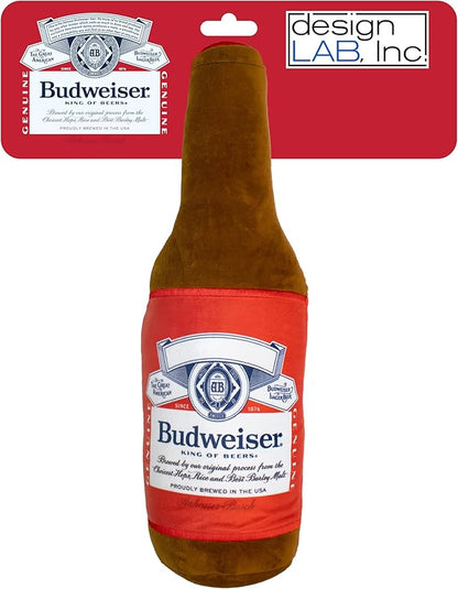 design LAB, Inc. Budweiser Beer Dog Toy | Official Merchandise Beer Bottle Squeaky Plush Toy for Dogs | 17 inch XL Extra Large Novelty Dog Toys for Fun and Fetch