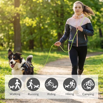 8.2ft Hands Free Dog Leash,Versatile Waist & Crossbody Lead for Medium Dogs,Waterproof & Adjustable for Running Jogging Walking, 360° Swivel Metal Buckle (Green)