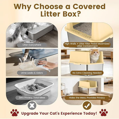 Stainless Steel Litter Box for Small Cats & Kittens, 11.8" High Sided Open Top Cat Litter Pan, Low Entry with Anti-Leak Design, Easy to Clean & Space-Saving, 17.3x13.4x11.8 Inches