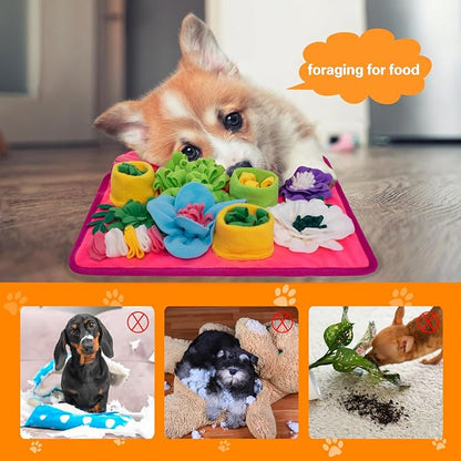 Snuffle Mat for Dogs, Sniff Mat Slow Feeding Mat for Small Pets Cats, Rabbits - Help Stress Relief and Training - Stimulate Your Pet's Foraging Skills! (Bright Pink)