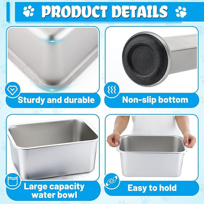 3 Gallons Large Elevated Dog Water Bowl - 11.5'' H Sturdy Stainless Steel Raised Dog Bowl with Stand for Extra Large Dogs Relief Joint Pressure, Easy to Clean Assemble for Indoor Outdoor