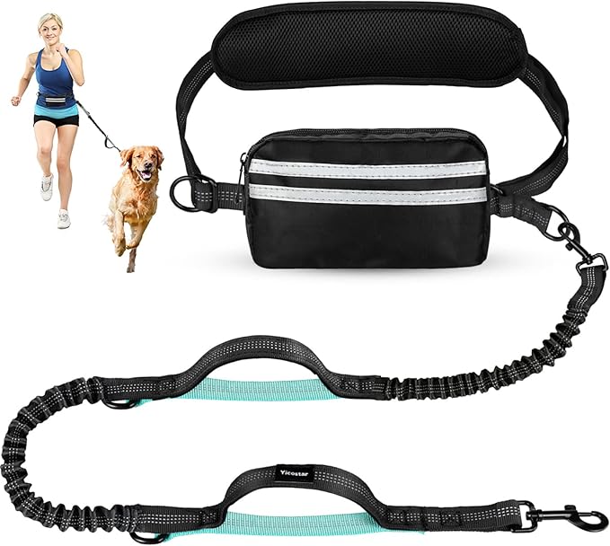 Hands Free Dog Leash, Retractable Bungee with Double Padded Handles, Waist Leash for Dog Walking for Medium & Large Dog Walking Accessories Mint-Green