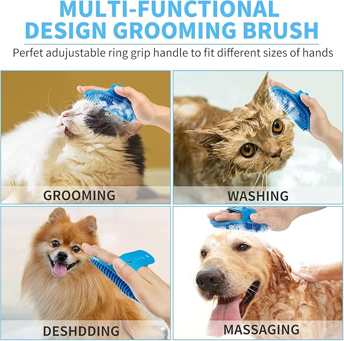 Professional 7 in 1 Dog Paw Cleaner for Dogs & Cats - Includes 1 Portable Paw Washer, 1 Bath Brush, 2 Dog Toothbrushes and 3 Absorbent Towels Note: Fits Paws up to 2 Inches Wide (Small, Blue)