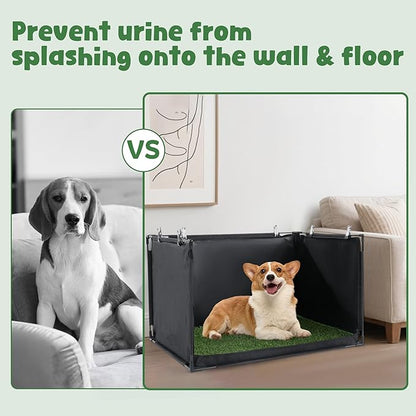 MABOZOO Dog Pee Pad Holder with Artificial Grass, 25 * 21 * 15.7 in Foldable Indoor Dog Potty Tray with Hemmed Edge, No Spill Pee Pad Holder Tray Puppy Litter Box for Dogs
