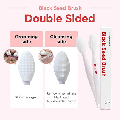 JAYU PET Black Seed Brush - Cat Grooming Brush for Chin Acne & Blackhead Exfoliation, Double-sided (1PCS)
