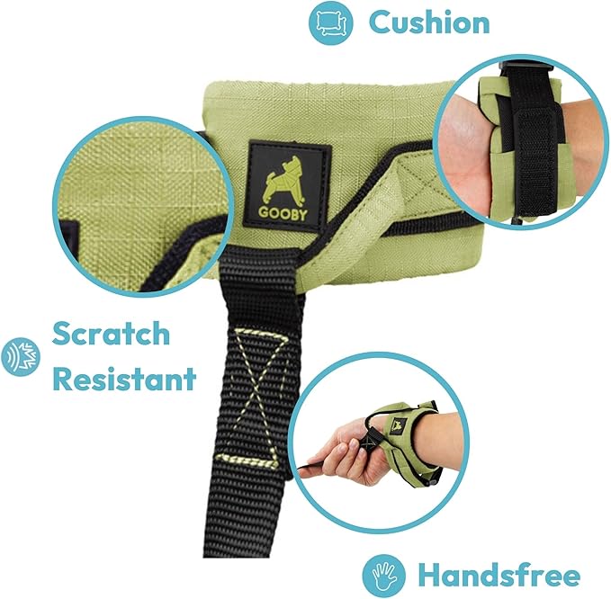 Gooby Ripstop Z Wrist Band Surfer Leash - Green, 6 FT - Comfortable Hands Free Leash with Elastic Band for Small, Medium and Large Dogs