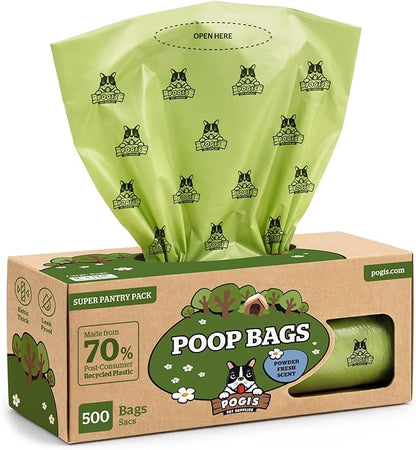Pogi's Poop Bags – Large, Leak-Proof Dog Waste Bags for Yard or Home Use, Fresh Scent (Single Roll, 500-Count)