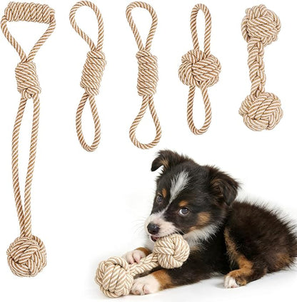 Dog Rope Toy for Small Dog 5pcs, Natural Chew Toys for Puppy, Medium & Small Dogs, Tug of War Rope for Puppies Clean & Relieve Teething