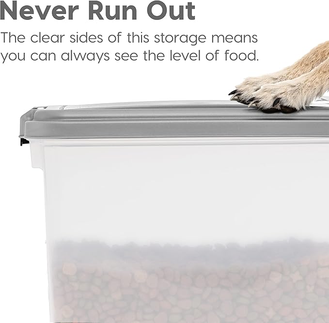 IRIS USA 30 lbs & 11 lbs Combo Airtight Dog Food Storage Container, Stackable Treat Box, 2-Cup Scoop, Wheels, Keep Fresh, Easy Mobility, Silver