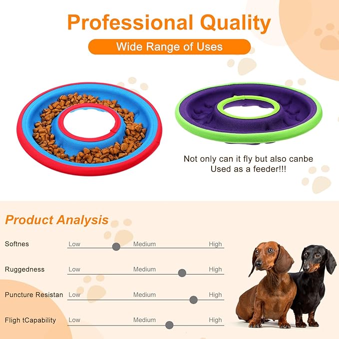 3 Pcs Pet Flying Discs - 9.05 Inch, Interactive Flyer Toys, Feedable Lightweight Catch and Fetch Toys for Small Medium Large Dogs, Floats in Water & Safe on Teeth